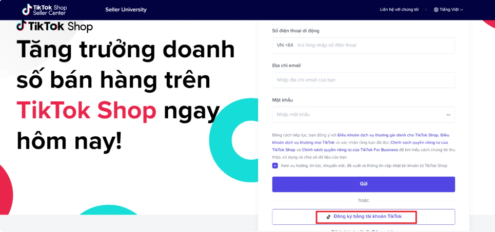 Bán hàng trên tiktok shop