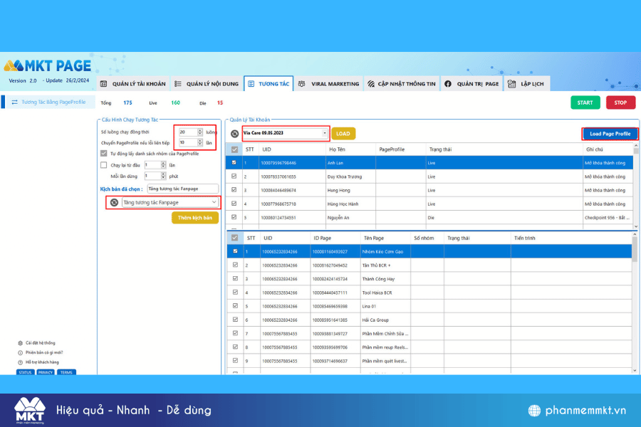 Cách tăng tương tác cho page bằng phần mềm MKT Page